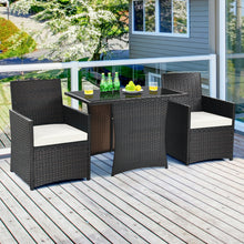 GOFLAME 3 Pieces Patio PE Wicker Set Space-saving Outdoor Conversation Set-White