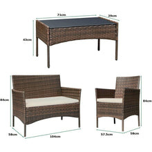 4pcs Rattan Outdoor Garden furniture sofa set with 2x Armchairs 1x Double Sofa & 1 table for indoor & outdoor