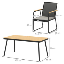 6 Seater Garden Dining Set with Soft Cushions, Rattan Backrest, Rectangular Plastic Top, Garden Furniture Set, Outdoor Dining Table and Chairs for Patio, Balcony, Poolside