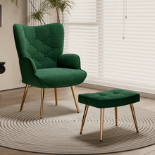 Medieval Modern Style Chairs, Velvet Upholded Armchairs With Metal Legs, Tufted Button Wing Back Side Chairs, High-back Reading Chairs, Comfortable Wide Seats, Suitable For Various Scenarios Such As Bedrooms, Living Roomsdesk Armchairs