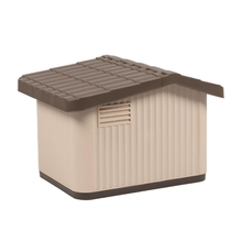 Weatherproof Plastic Pet House Indoor Outdoor Brown Dog Kennel Cat Shelter With Raised Floor & Ventilation, Durable PP Small Animal House For Rabbits Guinea Pigs, Easy Assembly (60x51x41cm)