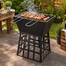 Outdoor Square Fire Pit Barbeque Traditional Log Burner Heater Portable BBQ Heat Resistant Unique Garden Patio Accessories