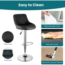 Modern Bar Stools Set Leatherette Exterior Adjustable Lift Chrome Footrest and Base for Breakfast Bar Counter Kitchen and Home Barstools