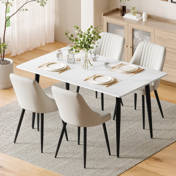5pcs Dining Table and Chairs Set, 120cm Rectangular Kitchen Table Set with 4 Chairs