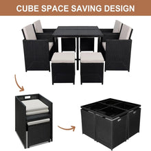 8 Seater Rattan Garden Cube Furniture Set 4 Chairs 4 Stools 1 Table Outdoor Patio
