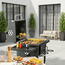 Charcoal Grill with Lid, Grill Grill Cart BBQ Smoker, Grill Cart Charcoal with Wheels, Grill Grate And Thermometer, Small Charcoal Grill Cart, Height-adjustable Grill, Stand Grill for Camping, Garden