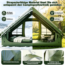 Inflatable Camping Tent with Chimney Opening And Roof Window, Air Pump Included for 2-10 People, Oxford Cloth Four-Season Inflatable Tent, Quick Setup Air Tent