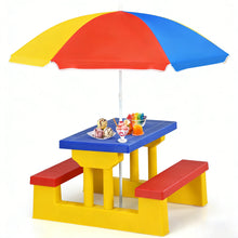 ERGOMASTER Kids Picnic Table Set with Umbrella, Premium PP Outdoor Table and Bench for 4, Removable Folding Sunshade, Children's Activity Table for Backyard, Patio, Garden & Indoor Playroom