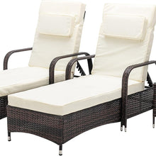 3 Pieces Rattan Sun Lounger Bed Recliner Outdoor Garden Chair & Side Table Set