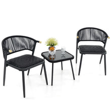 GOFLAME 3pcs Outdoor Wicker Furniture Set Rattan Chairs Set of 2 w/ Table