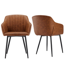 Set of 2 Upholstered Dining Chairs with Armrests and Solid Metal Base, Minimalist Style Chairs for Living Room, Kitchen and Bedroom