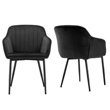 Set of 2 Upholstered Dining Chairs with Armrests and Solid Metal Base, Minimalist Style Chairs for Living Room, Kitchen and Bedroom