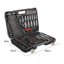 215pcs Socket Set with Ratchet Wrench, Drill Bits, and Hex Keys - Complete Mechanic Tool Kit with 1/2", 1/4", and 3/8" Drive Sizes