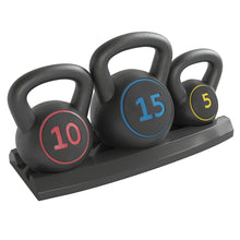 Costoffs 3pcs Kettlebell Weight Set HDPE Kettle Bell Weight Lifting Training with Storage Rack, 5/10/15lb Weights for Home Workout Gym Exercise Fitness Strength Training